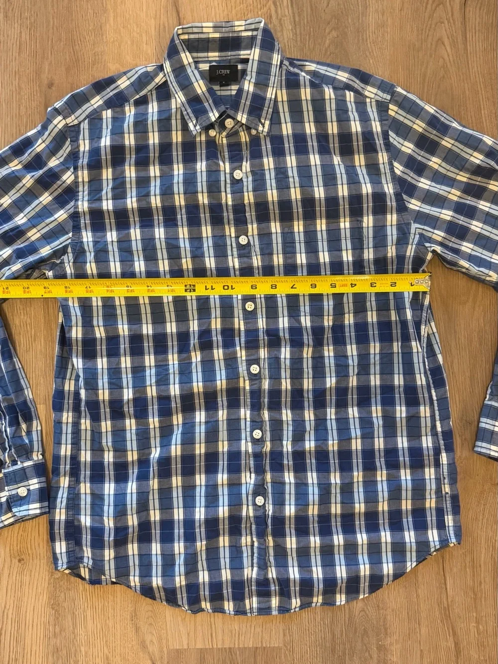 J.Crew Men’s Medium Blue Plaid 100% Cotton Button Down Shirt Preppy